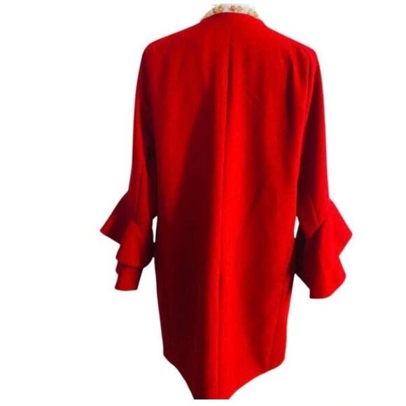 Belle Vere Red Ruffle Sleeve Zipper Jacket Large - Picture 2 of 4